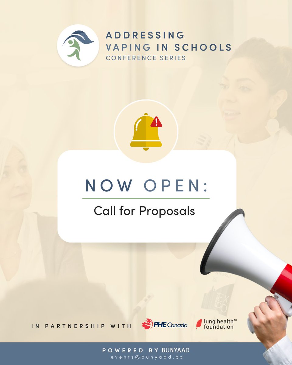 We're opening up space for the voices doing the work. The national conference series is now accepting proposals of evidence-informed initiatives that support school responses to #youthvaping.

Learn more at vapinginschools.ca

#VapingInSchools #CallForProposals