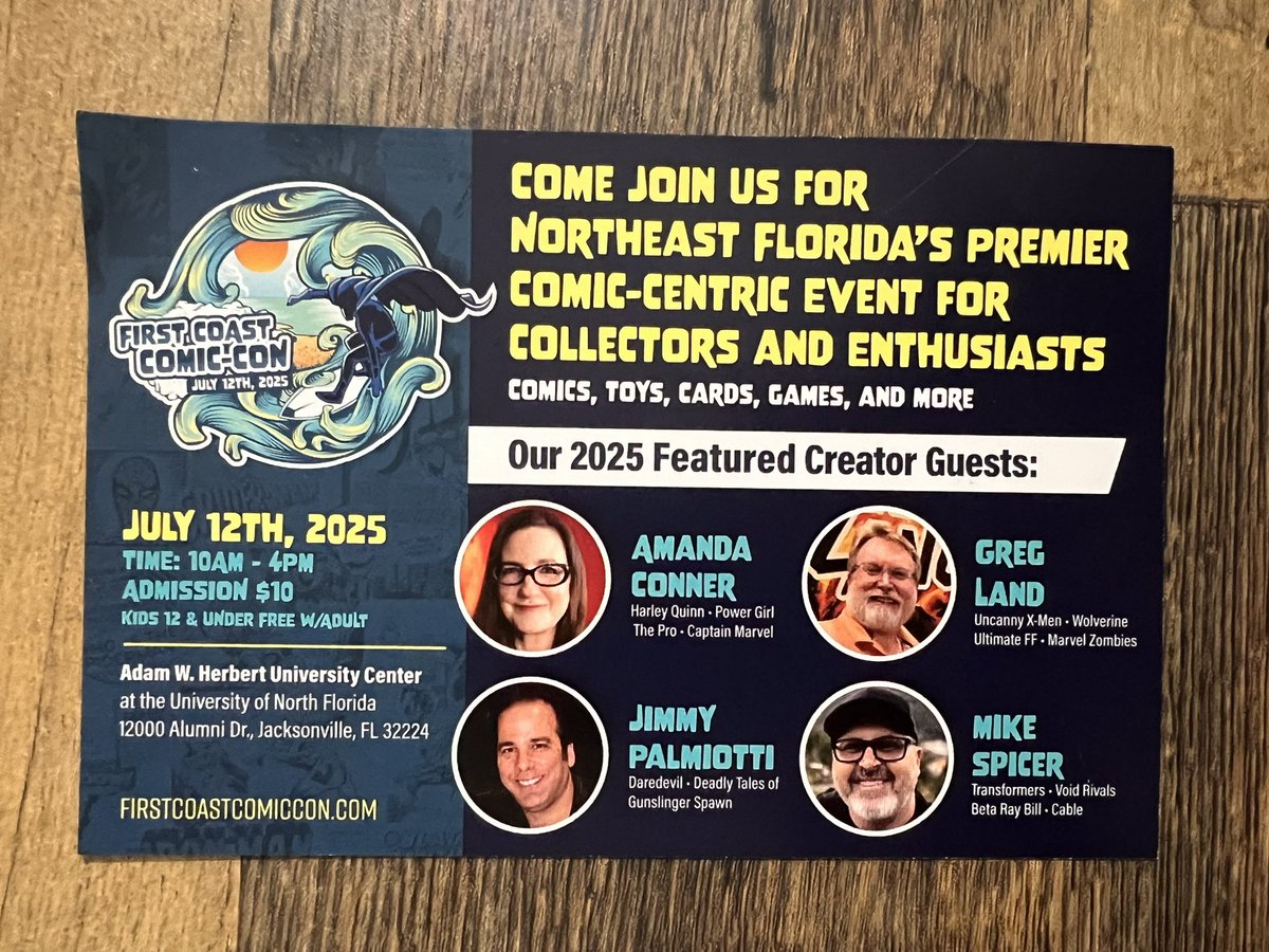 bkthd's tweet image. First Coast Comic-Con: July 12th Jacksonville, FL. @GothamCityLimit @jpalmiotti @AmandaRantsAlot #GregLand #MikeSpicer and many more. firstcoastcomiccon.com