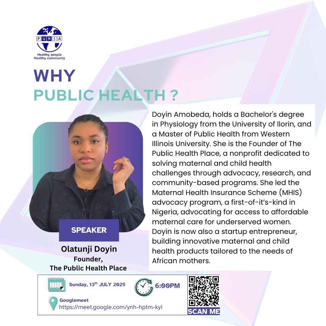 BUPuhsa's tweet photo. Get ready to explore the power of Public Health 🔥😎

Join us for "WHY PUBLIC HEALTH?" and discover the impact of Public Health 💙 
We get to hear from experts that will inspire, and empower us to make a difference 🖊️

#WhyPublicHealth #PublicHealth #PUHSA #youjusthavetobethere https://t.co/o3kVwR9xxV