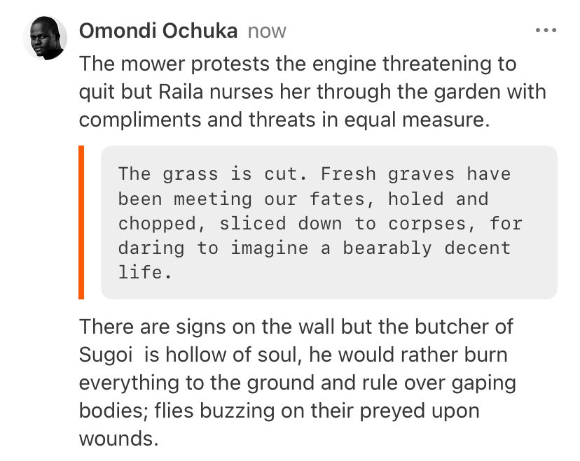 OmondiOchuka's tweet photo. Let the butcher hear our footsteps.
Let him choke on the names.
#SabaSaba2025
#NoToPoliceBrutality https://t.co/Q5ooHE8ewm