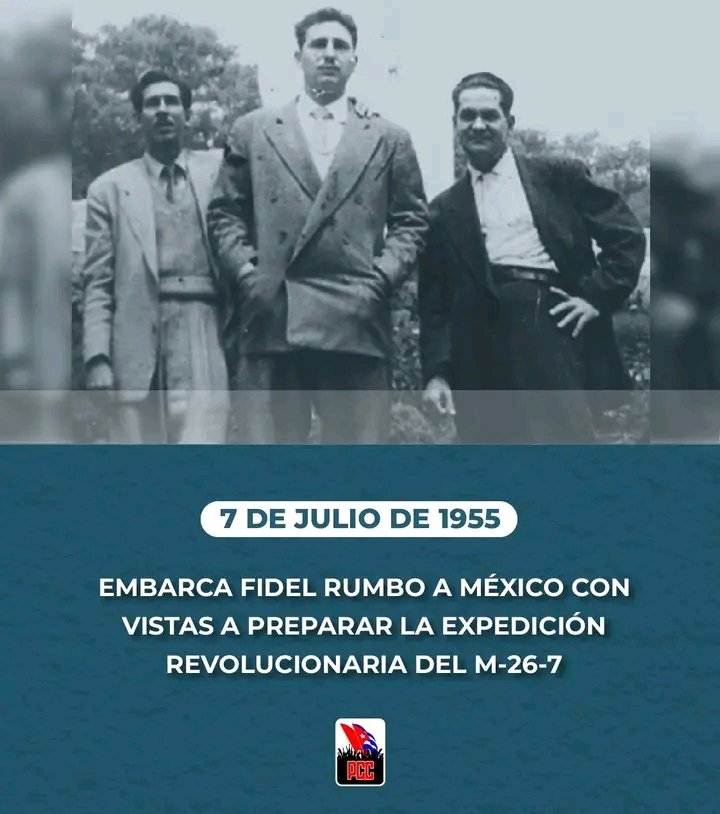t18898_pena_cu's tweet photo. El 7 de julio de 1955 Embarca Fidel rumbo a México con vista a preparar la expedición Revolucionaria del M_26_7
#PodePopular #SentirPinero
#CubaViveEnSuHistoria https://t.co/dZkMHk8i78
