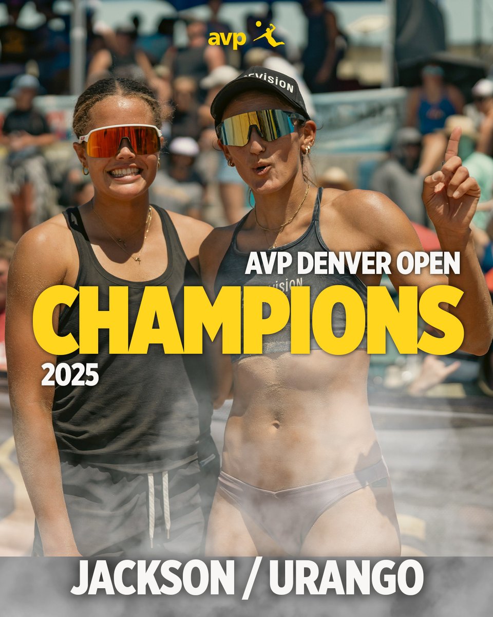 avpbeach's tweet photo. Avery Jackson &amp; Geena Urango are your 2025 AVP Denver Open Champions! 🏆
In the Finals, they defeat Carly Kan &amp; Devanne Sours in a three-set battle. (15-21, 22-20, 15-11) https://t.co/uiouou9jWB