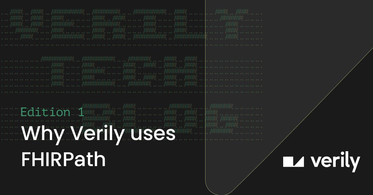 Verily (@verily) on Twitter photo 🚀 Introducing a new Verily tech blog series giving you an in-depth look at how our product engineers are powering innovations to realize the promise of precision health. Read the inaugural blog post about why and how Verily uses FHIRPath: veri.ly/4lGf03e 🚀 Introducing a new Verily tech blog series giving you an in-depth look at how our product engineers are powering innovations to realize the promise of precision health. Read the inaugural blog post about why and how Verily uses FHIRPath: veri.ly/4lGf03e