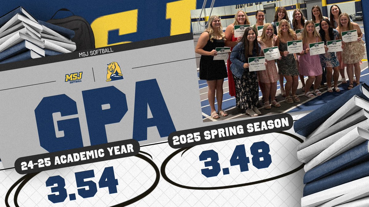 MSJSoftball's tweet image. Heavy on the STUDENT-athlete 😤📚

🔸 3.54 Team GPA for the 2024-2025 academic year
🔹 3.48 Team GPA during our spring 2025 season
🔸 16 players named to the All-HCAC Academic Team 
🔹 3 players named to the All-District Academic Team