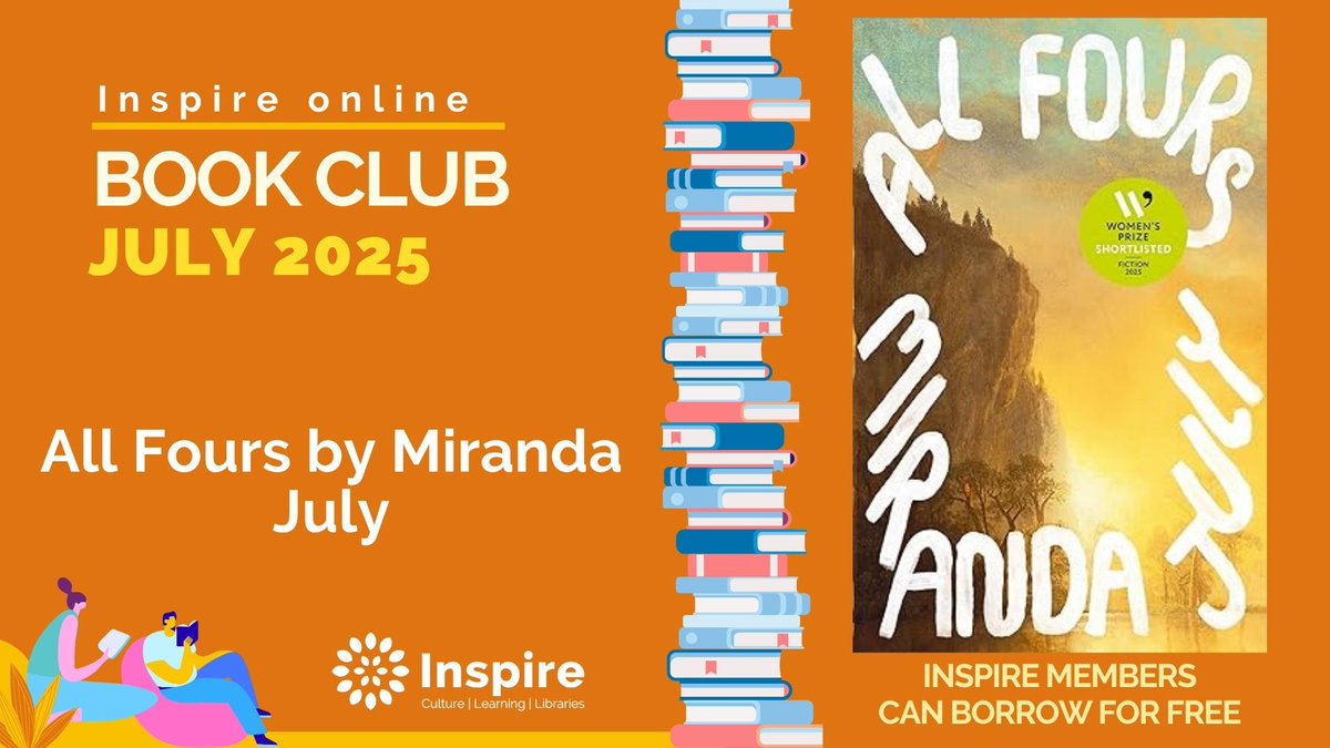 NottsLibraries's tweet image. #InspireOnlineBookClub This month&apos;s read is &quot;All Fours&quot; by Miranda July. A semi-famous artist turns 45 and embarks on a transformative road trip from LA to New York. For more info on the book club and how to join, visit bit.ly/40EPLUD