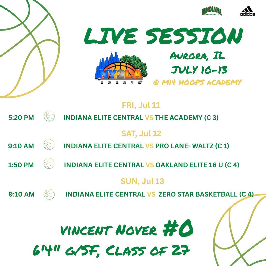 Schedule for Aurora, IL <a href="/ny2lasports/">NY2LA SPORTS</a> LIVE Event 
<a href="/IndianaEliteIE/">Indiana Elite Basketball</a> <a href="/BRamseyKSR/">Brandon Ramsey</a> <a href="/INBBallSource/">Trevor Andershock</a> <a href="/kylerstaley/">Kyler Staley</a> <a href="/LGreenwellHoops/">LGHoops</a> <a href="/JeffRabjohns/">Jeff Rabjohns</a> <a href="/TeddyBahu/">Teddy Bahu</a> <a href="/scottybscout/">Scott Burgess</a> <a href="/coachSPham/">Steve Parham</a> <a href="/MattNover/">Matt Nover</a> <a href="/ZT17Hoops/">Zak Tyler</a> <a href="/PrepHoopsIN/">Prep Hoops Indiana</a> <a href="/PrepHoopsIL/">Prep Hoops Illinois</a> <a href="/CarmelMBB/">Carmel Basketball</a> <a href="/IENover2027/">Indiana Elite Central 2027</a>