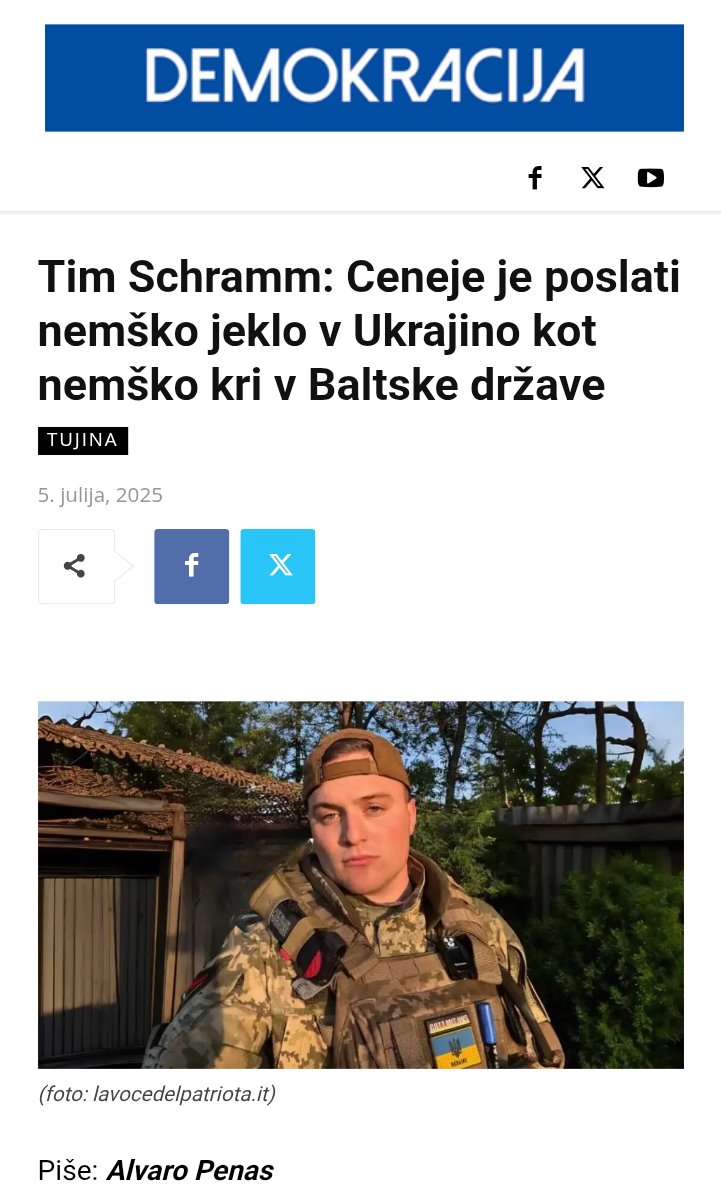 Tim Schramm: Ceneje je poslati nemško jeklo v Ukrajino kot nemško kri v Baltske države

Mi entrevista con Tim Schramm <a href="/ogschrammi/">schrammi 🐠</a> en <a href="/Demokracija1/">Tednik Demokracija</a>.

demokracija.si/tujina/tim-sch…