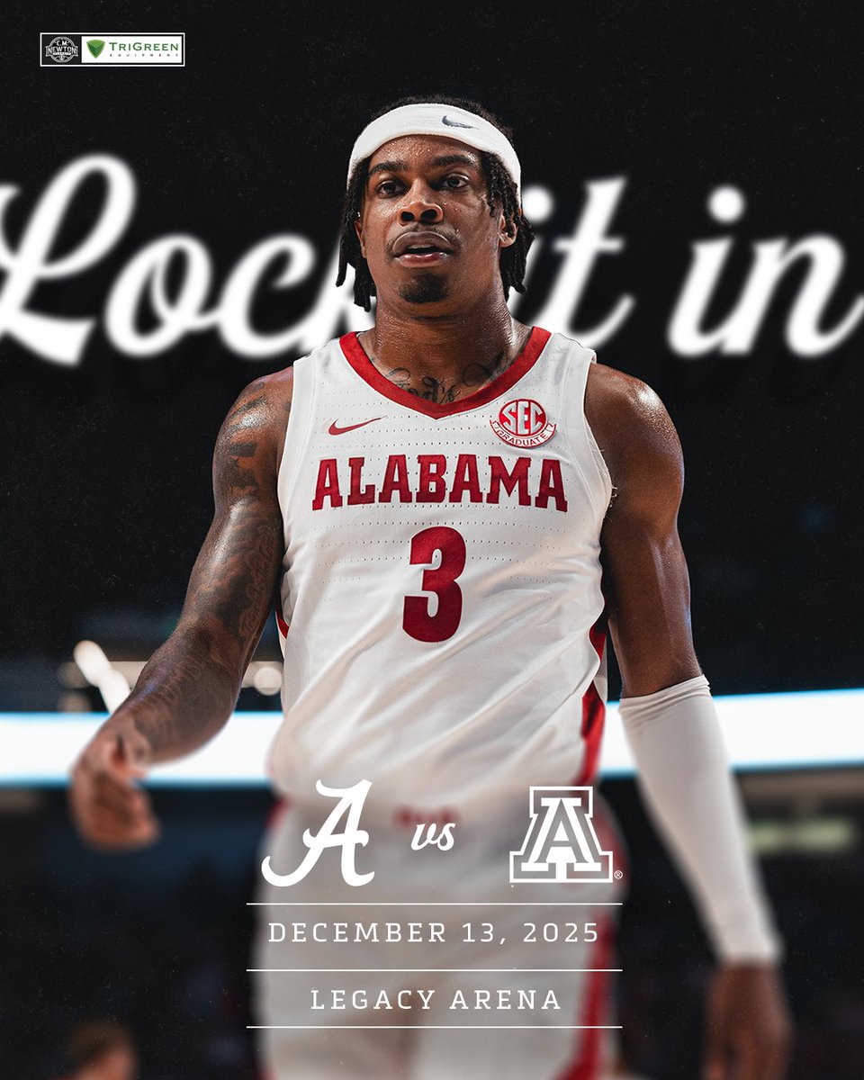 CMNewtonClassic's tweet image. 🔒🔒🔒
The 2025 C.M. Newton Classic match up in LOCKED IN!
📅 | December 13
🏀 | @AlabamaMBB vs. @ArizonaMBB
📍 | Legacy Arena
See you in December!
#CMNewtonClassic | @TriGreenEquip