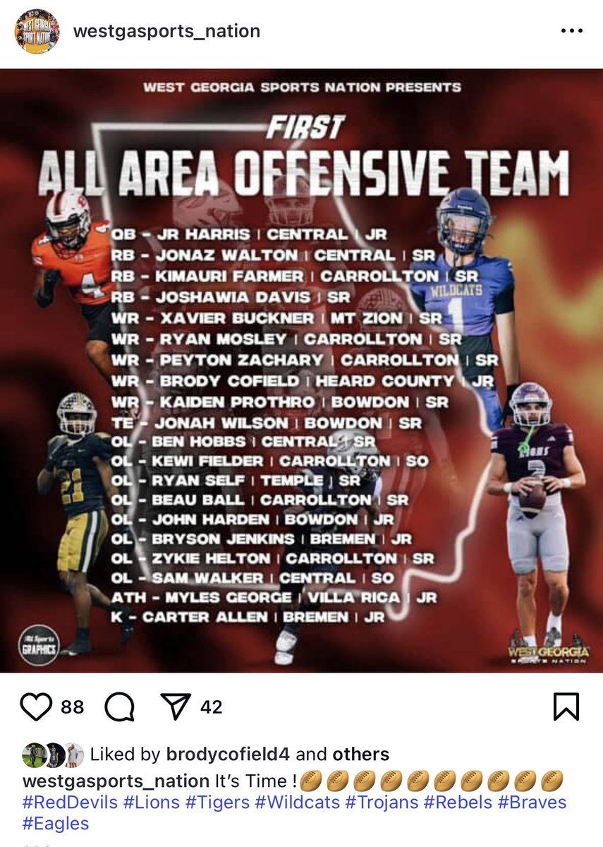 Brody Buc Cofield (@brodybuc) on Twitter photo Proud to be predicted as an area leader in the upcoming season... But we have something more important to prove this year! It’s the Benz or bust… QB1 <a href="/Ethan__Tisdale/">Ethan Tisdale</a> & the AirShow are coming!
<a href="/HeardBraves/">Heard County Braves Football</a> <a href="/MorelandZaiden/">Zaiden Moreland (Zaytoven)</a> <a href="/TrippCurbow10/">Tripp</a> <a href="/MaxLasseter/">Max Lasseter</a> <a href="/RudiiSmith/">Rudii Smith</a> <a href="/JakariAndrews/">Jakari Andrews</a> Proud to be predicted as an area leader in the upcoming season... But we have something more important to prove this year! It’s the Benz or bust… QB1 <a href="/Ethan__Tisdale/">Ethan Tisdale</a> & the AirShow are coming!
<a href="/HeardBraves/">Heard County Braves Football</a> <a href="/MorelandZaiden/">Zaiden Moreland (Zaytoven)</a> <a href="/TrippCurbow10/">Tripp</a> <a href="/MaxLasseter/">Max Lasseter</a> <a href="/RudiiSmith/">Rudii Smith</a> <a href="/JakariAndrews/">Jakari Andrews</a>