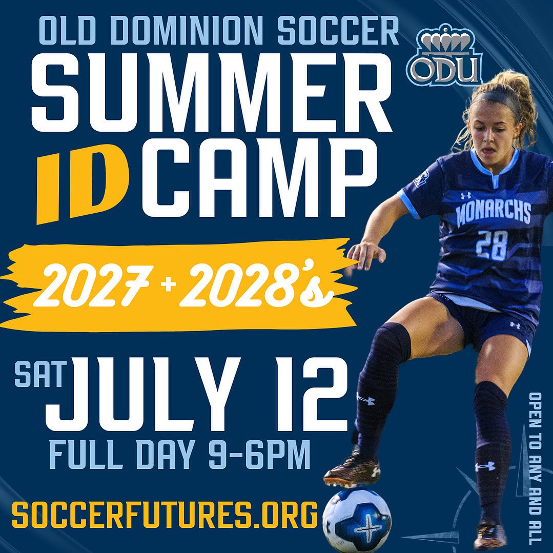 It’s our annual Summer ID Camp Week! We have under ten spaces left, but we’d love to have you join us and see what it’s like to be a part of the ODU Soccer Family this Saturday! Registration and information is all at: soccerfutures.org
