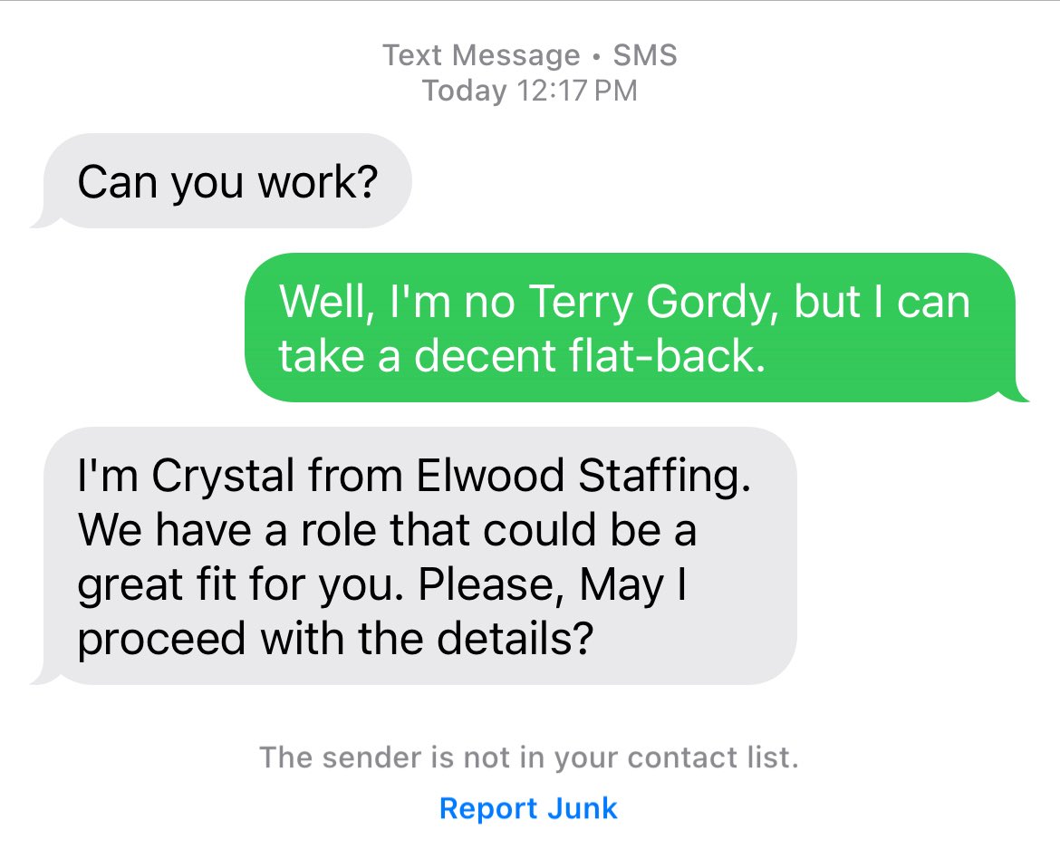 Phone spammers just have no sense of humor.