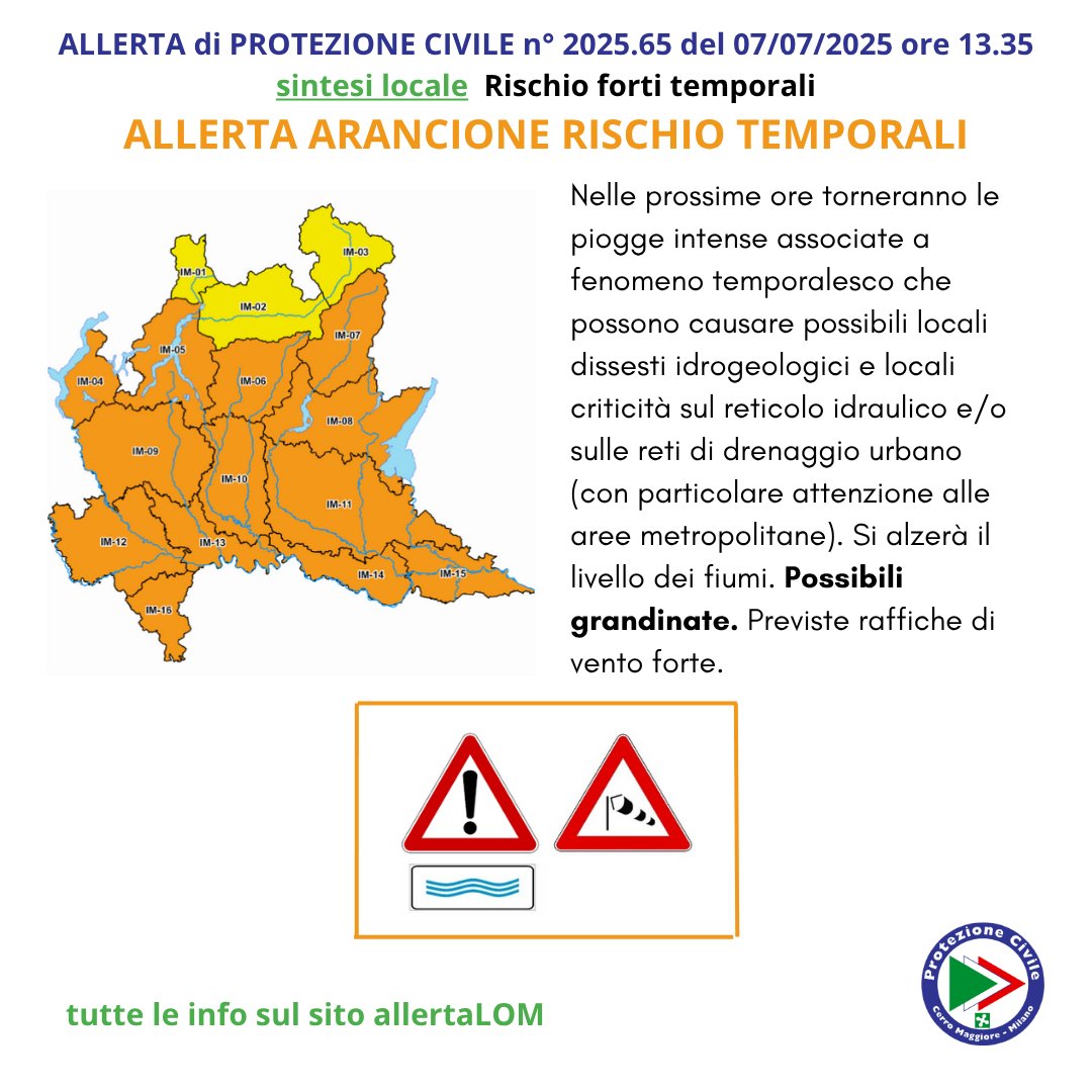 ProCivCerro's tweet photo. 👉🏻 maggiori informazioni sul sito di #ALLERTALOM: https://t.co/g9Cv7ZVvdC
#allertameteo #allertarancione #cerromaggiore #sanvittoreolona #rescaldina #protezionecivile https://t.co/locnbgOHrK