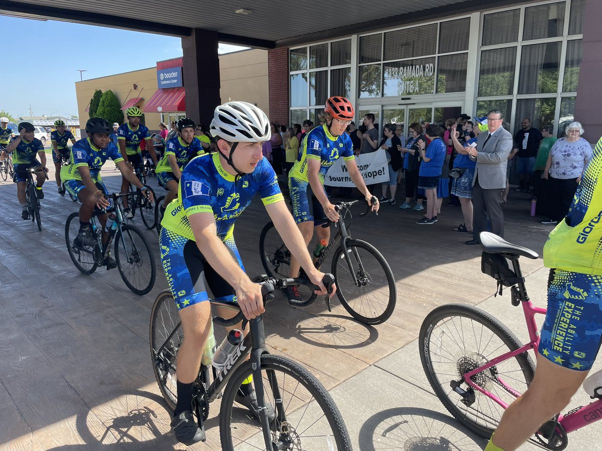 CityofGI's tweet image. Mayor Steele was proud to welcome about 50 riders on the 2025 Journey of Hope TransAmerica ride across the country!
The Arc of Central Nebraska greeted the riders as they rolled in to Boarders Inn & Suites this morning!