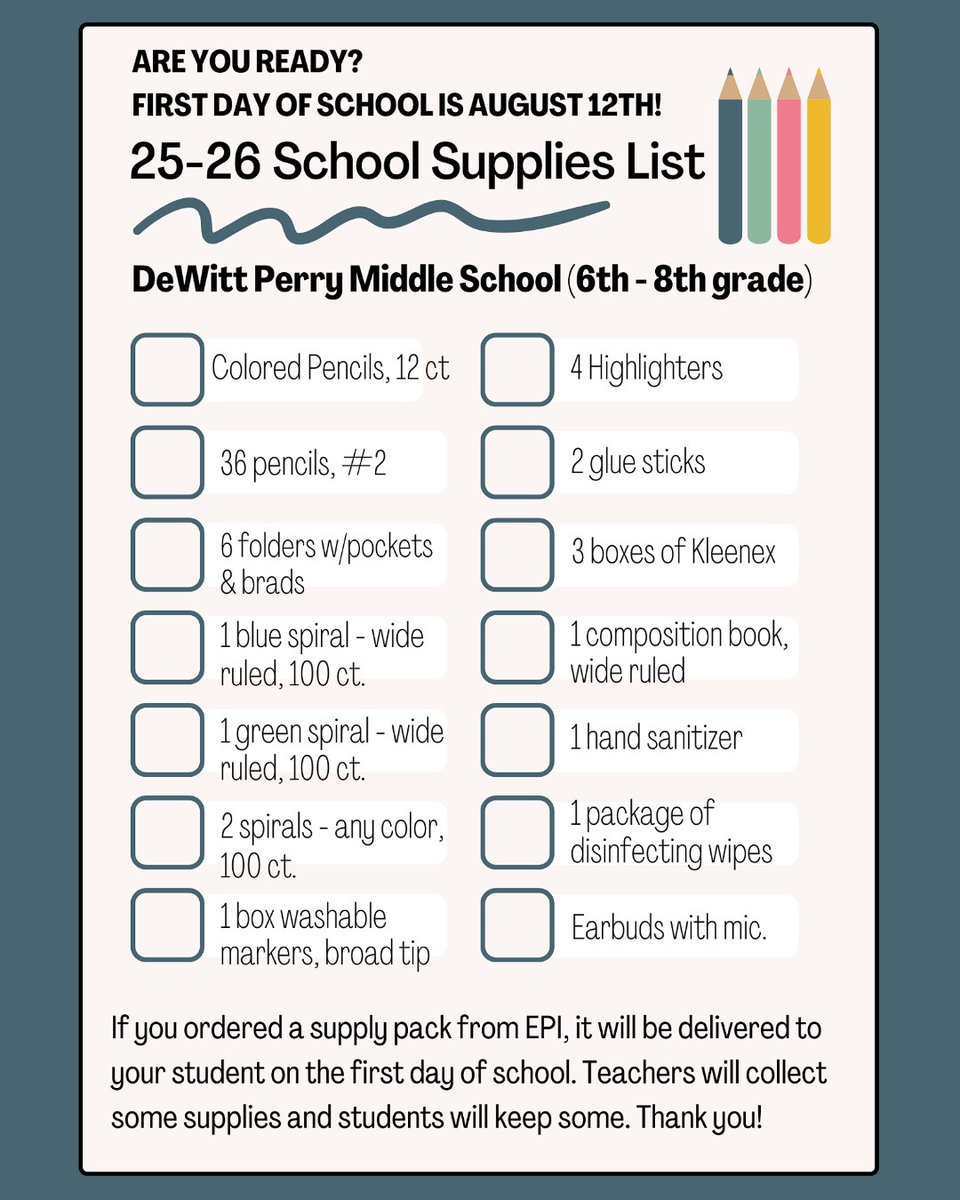 Don’t worry, we’re not rushing summer…
🌴😎 But just in case you accidentally wander into the school supply aisle…
📓✏️🖍️ The list is out now!
No stress. Just vibes. And maybe a 99¢ folder.#WeArePerry #Limitless #EaglesRising #WatchUsSoar