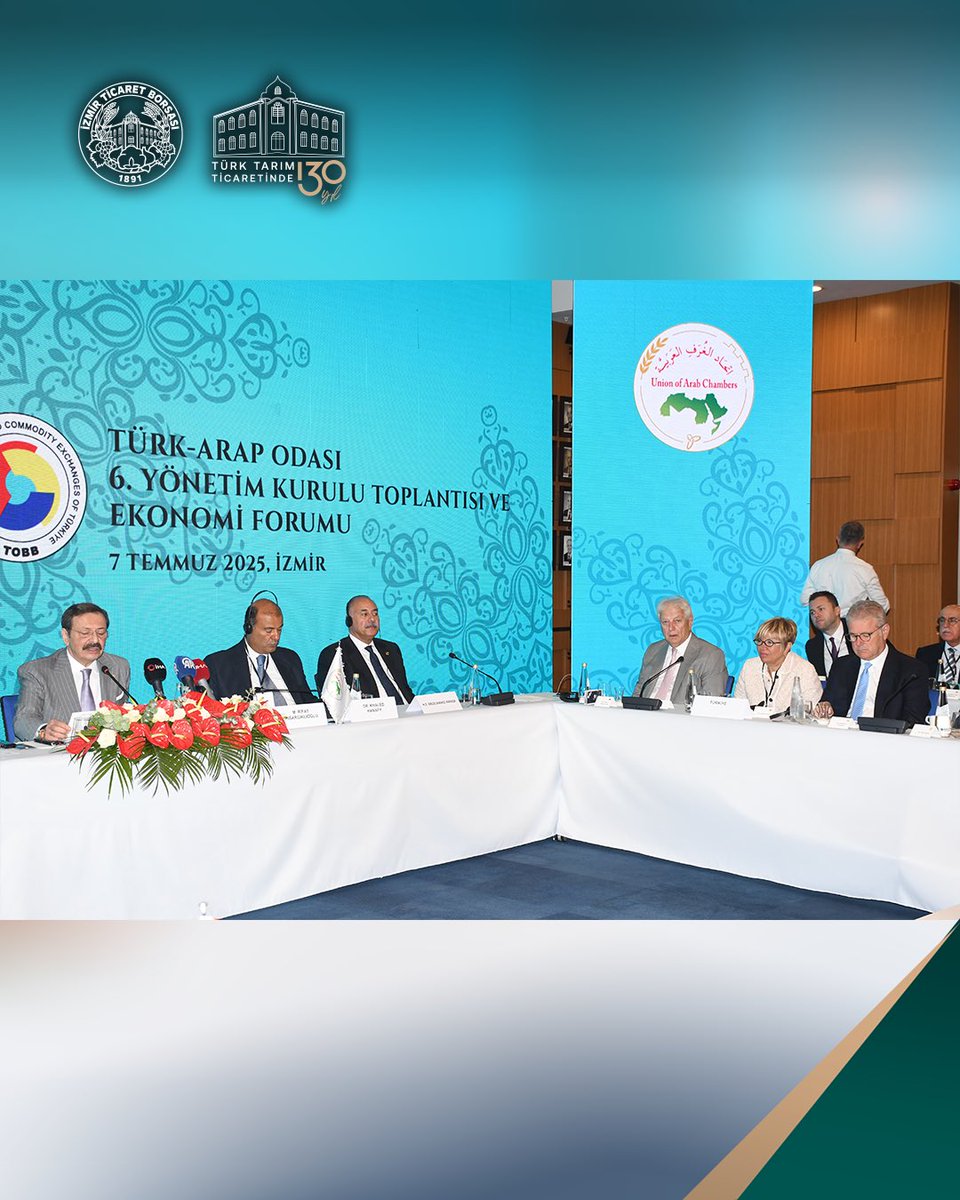 Türk-Arap ekonomik iş birliğini güçlendirmek amacıyla Türkiye Odalar ve Borsalar Birliği (TOBB) tarafından İzmir Ticaret Odası’nda düzenlenen Türk-Arap Odası 6. Yönetim Kurulu Toplantısı ve İş Forumu, TOBB Başkanı ve Türk-Arap Odası Eş Başkanı M. Rifat Hisarcıklıoğlu ile Arap