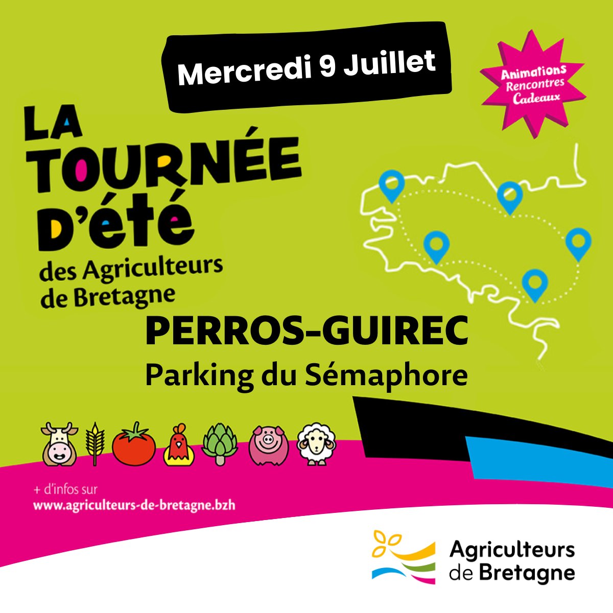agriculteursBzh's tweet photo. 🌞 Cette année, la tournée d'été fait étape dans deux communes à l’occasion de leurs marchés !

La première étape se déroulera à Perros-Guirec, le mercredi 9 juillet. 
Pour la seconde étape, rendez-vous le samedi 12 juillet à Saint-Renan.

#agriculture #SaintRenan #PerrosGuirec https://t.co/wAxPa6gVyV