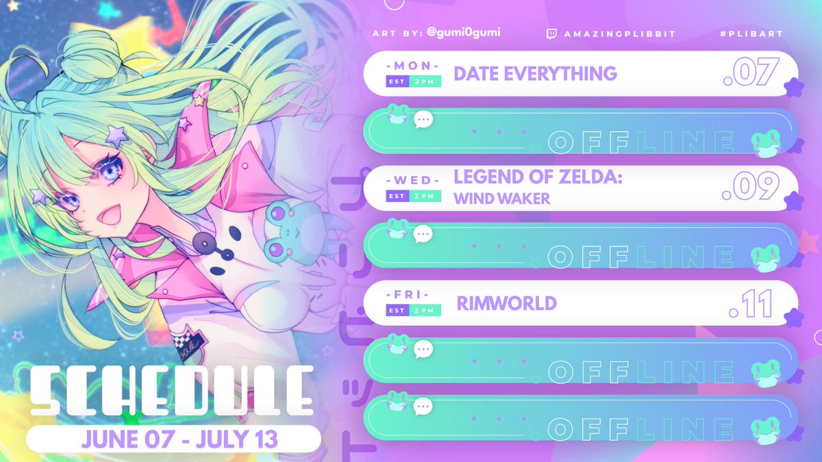 AmazingPlibbit's tweet image. . Λβ¦ β π¦π§π₯πππ π¦πππππ¨ππ β β¦ Λ .
SCHEDULE TIME YIPPPPEEE!!! πΈ playing the usual but also rimworld expansion ITS ALL DOWNHILL FROM HERE BESTIES BE THERE π
γ twitch.tv/amazingplibbit | #plibliveγ
