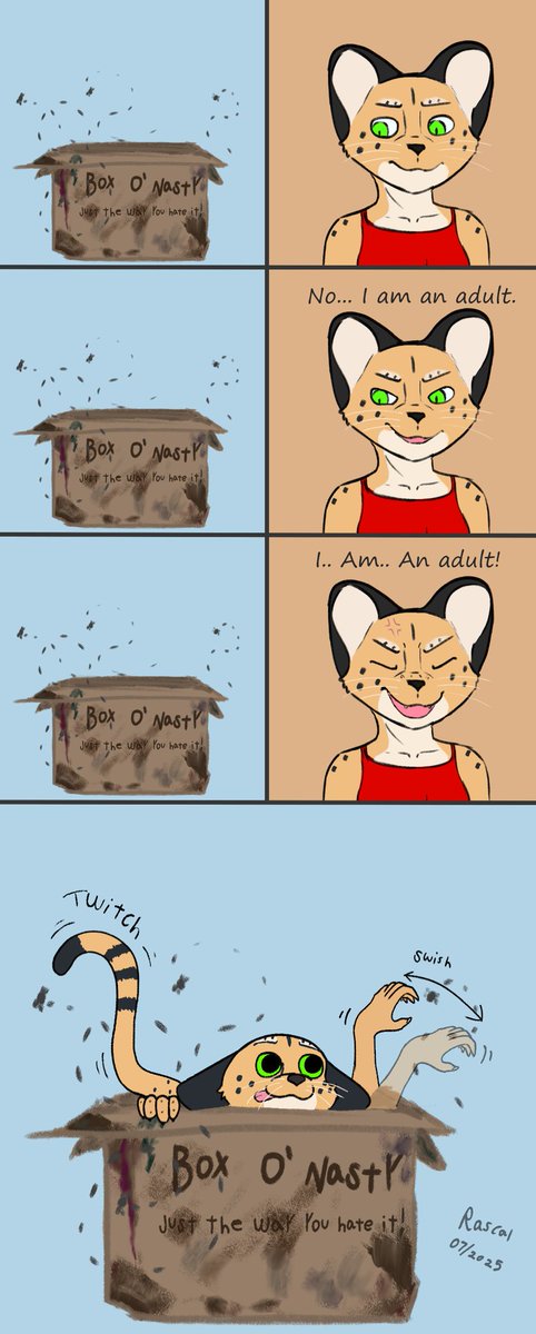 RascalFennecFox's tweet image. Gift art of Tabitha doing cat things for @crash2draw