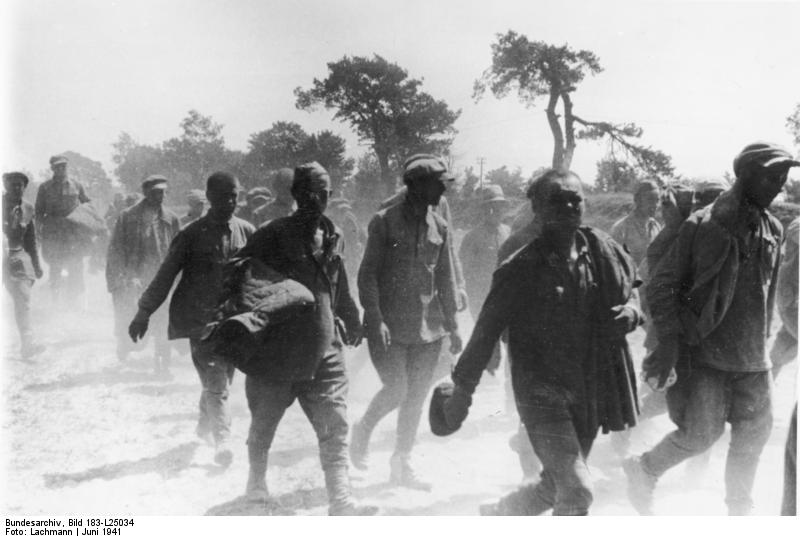 Red Army prisoners are treated abominably by Nazis, with Communist political officers, Jews, &amp; many others killed on sight; one German soldier boasts: "We take very few prisoners, &amp; shoot them all instead."