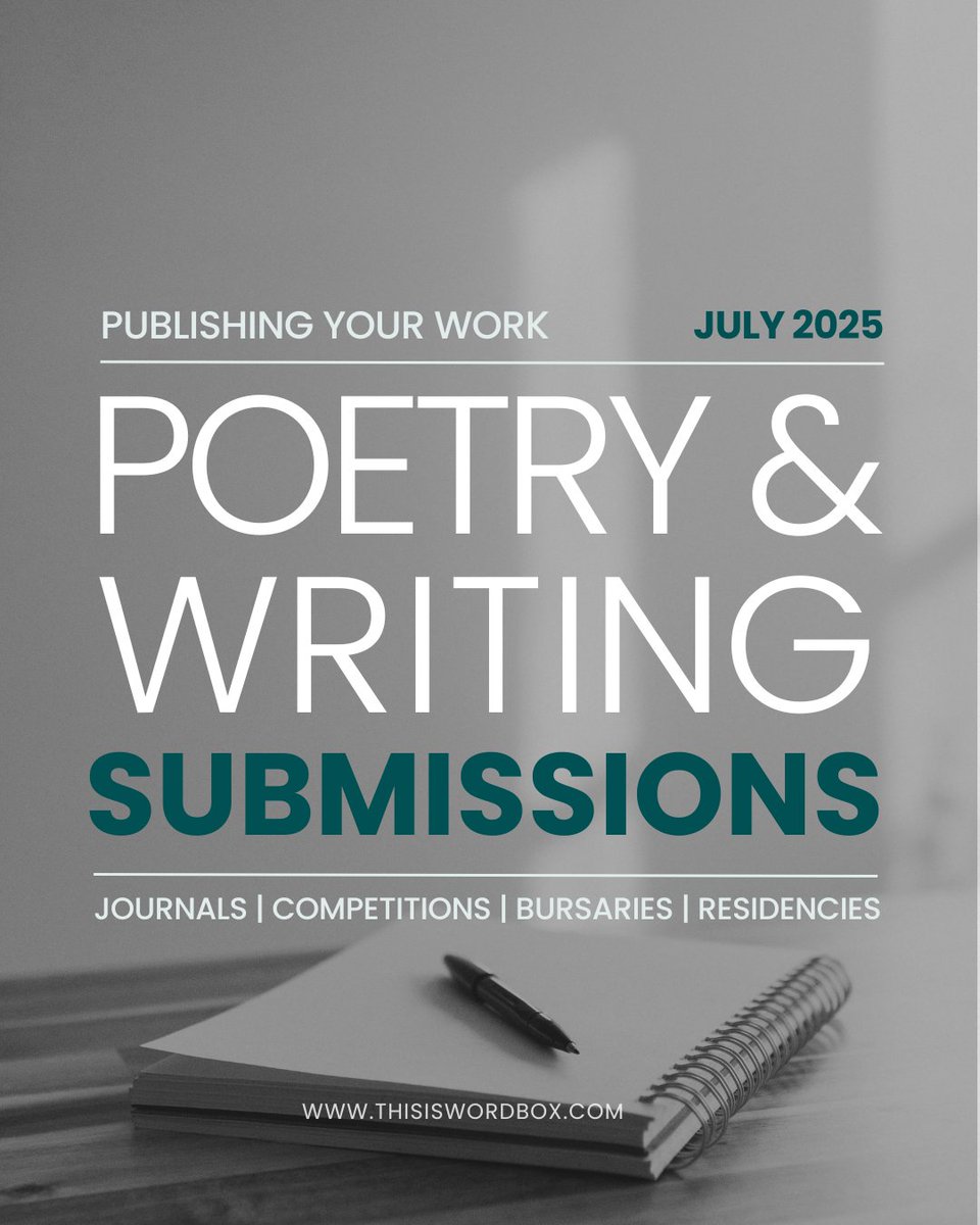 Over 160 calls for literary competitions &amp; submissions including poetry, fiction, creative nonfiction, art, photography, &amp; more - contests, literary journals, residencies, bursaries etc - open or with deadlines in July 2025. Best of luck &amp; pls share!

thisiswordbox.com/wordbox-blog/w…
