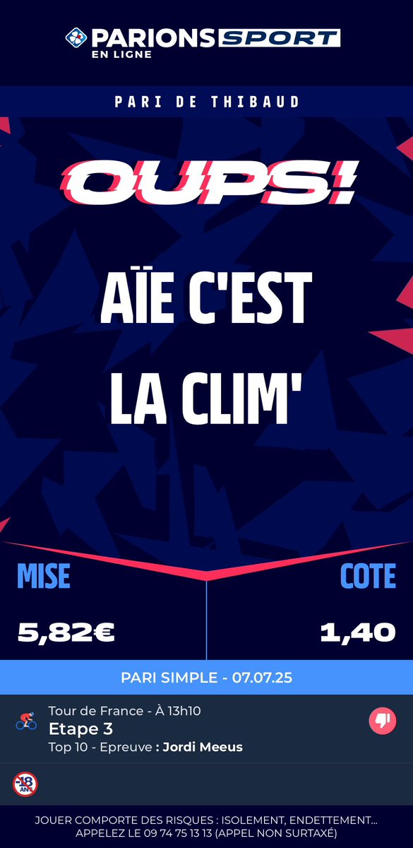 Thibbd01's tweet photo. @ParionsSport_EL remboursez la chute de Meus svp les gars 🙏🏻 https://t.co/NNbKFKkbks