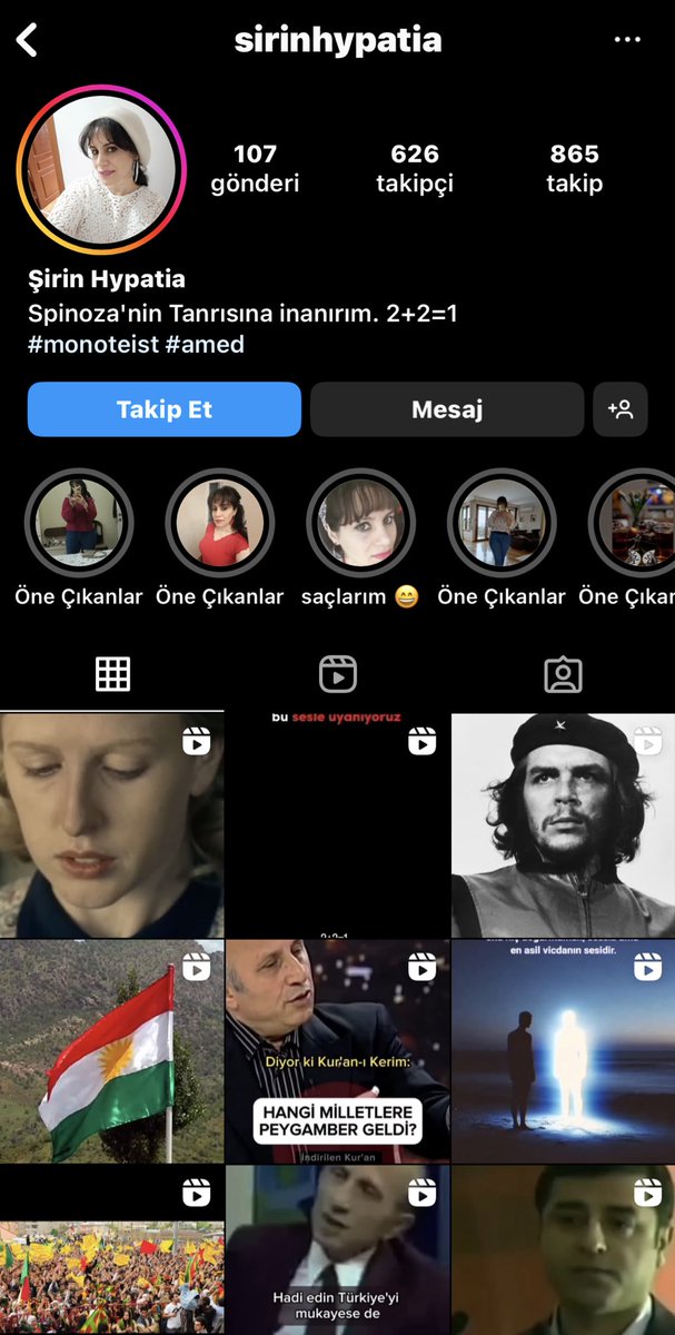Instagram da bunlarla dolu açık açık tehdit etmekte sakınca görmüyor şehitlerin arasında kürt olması da umrunda değil mesela… bir sürü sırrı paylaşıp hümanistlik kasmış bir de k4ş4r