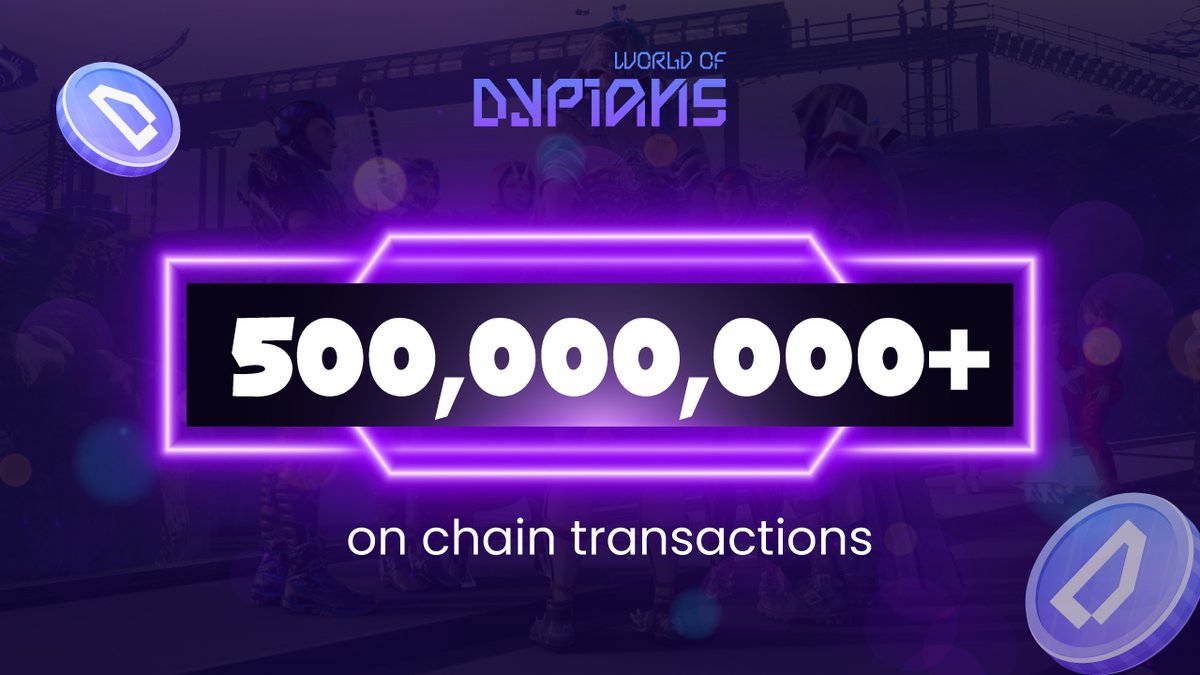 🚀 500,000,000 on-chain transactions… and rising!

Half a billion moments, powered by you.
By every player, every step, every quest, every choice in the World of Dypians.

Thank you for being part of this incredible journey. Let’s keep building the future together.