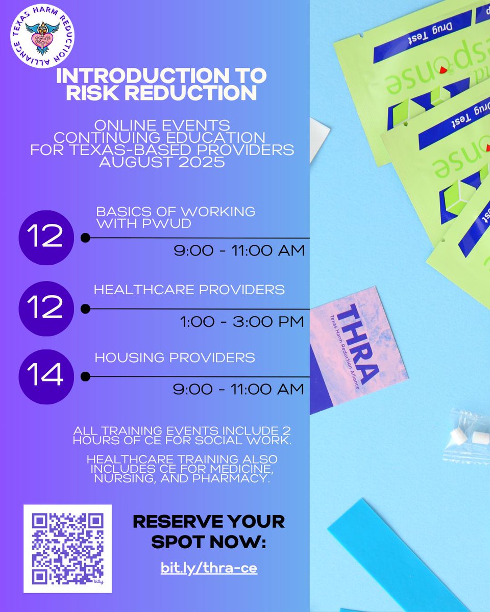 TexasHRA's tweet image. August Training Registration
Register for our upcoming in-person Introduction to Risk Reduction training events. Austin Public Library
Terrazas Library (Basics & Healthcare) -
1105 E Cesar Chavez St
Menchaca Branch Library (Housing) -
5500 Menchaca Rd
bit.ly/thra-ce