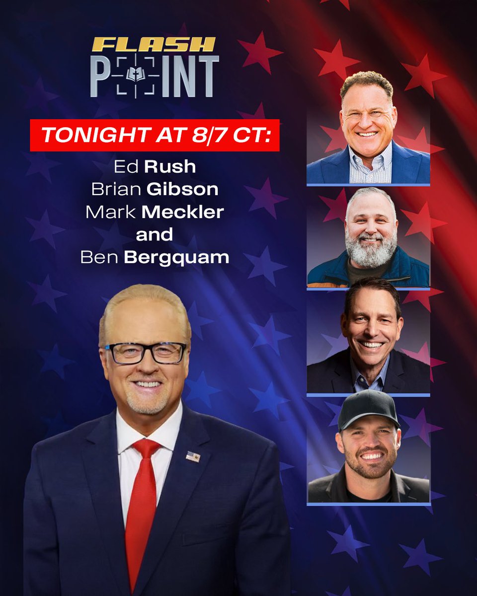 FlashPoint Army (@flashpointarmy) on Twitter photo BIG PROGRAM TONIGHT!
Join <a href="/genebailey/">genebailey</a> & his guests: <a href="/edrushpilot/">Ed Rush</a>, <a href="/leadpastor/">Brian Gibson</a>, <a href="/MarkMeckler/">Mark Meckler</a> and <a href="/BenBergquam/">Ben Bergquam - Real America’s Voice (RAV-TV) News</a>!
There is SO much to talk about tonight! Texas, Floods, Trump, Big Beautiful Bill and all the latest news.
Watch LIVE on the Flashpoint <a href="/YouTube/">YouTube</a>, Rumble, <a href="/facebook/">Facebook</a> BIG PROGRAM TONIGHT!
Join <a href="/genebailey/">genebailey</a> & his guests: <a href="/edrushpilot/">Ed Rush</a>, <a href="/leadpastor/">Brian Gibson</a>, <a href="/MarkMeckler/">Mark Meckler</a> and <a href="/BenBergquam/">Ben Bergquam - Real America’s Voice (RAV-TV) News</a>!
There is SO much to talk about tonight! Texas, Floods, Trump, Big Beautiful Bill and all the latest news.
Watch LIVE on the Flashpoint <a href="/YouTube/">YouTube</a>, Rumble, <a href="/facebook/">Facebook</a>