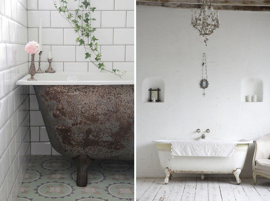 Las bañeras antiguas de hierro fundido le dan un aire vintage y romántico a tu cuarto de baño blgs.co/Rew214