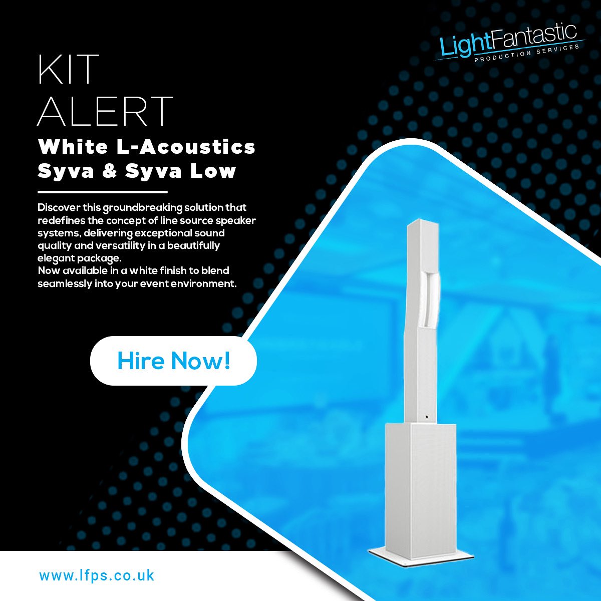 New kit alert! white L-Acoustics Syva &amp; Syva Low available to hire now.
To view our full stock, make sure to visit our website: lfps.co.uk/equipment-hire/

#Create #Innovate #Deliver
#LFPS #whitespeakers #forhire #LAcoustics