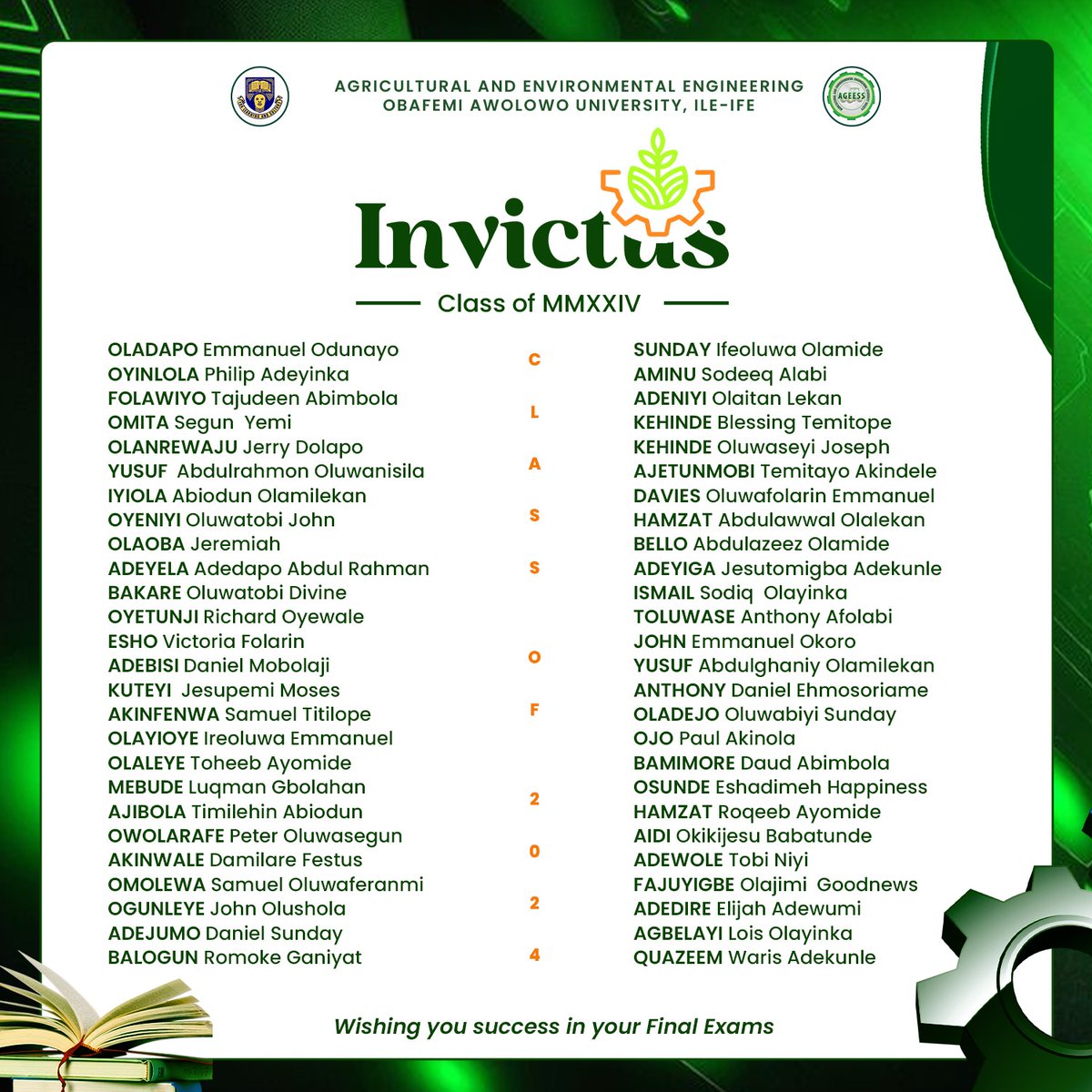 _The__Invictus's tweet photo. Dear Invictus✨⚡

As we step into our final exams, may your pens never run dry and your brains stay sharp! 

This is the last lap; go in strong, come out victorious.

Success all the way, Invictus! 💪🔥 https://t.co/zykH1eSCcy