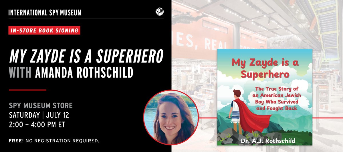 IntlSpyMuseum's tweet image. In-store book signing this Saturday! 📚🕵️♀️
Don't miss @Rothschild_AJ at the Spy Museum Store signing copies of her new book, "My Zayde is a Superhero: The True Story of an American Jewish Boy Who Survived and Fought Back."
Amanda J. Rothschild brings her experience as a national…