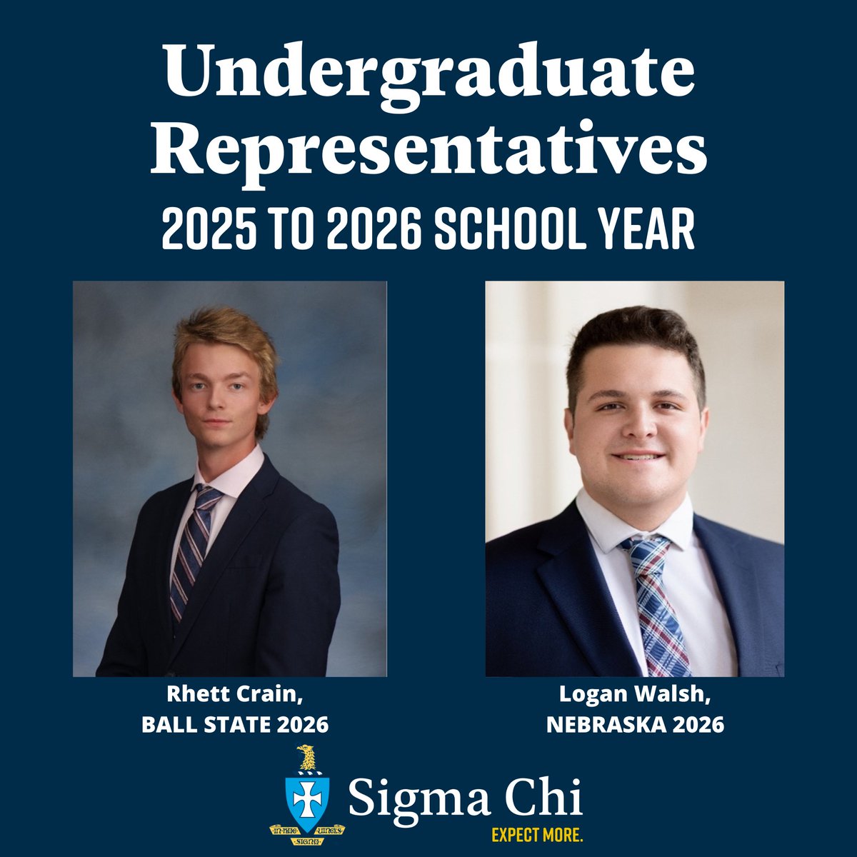 Congratulations to our new undergraduate representatives to the Executive Committee for the 2025 to 2026 school year: Rhett Crain, BALL STATE 2026, and Logan Walsh, NEBRASKA 2026. We look forward to seeing the great things you will accomplish!