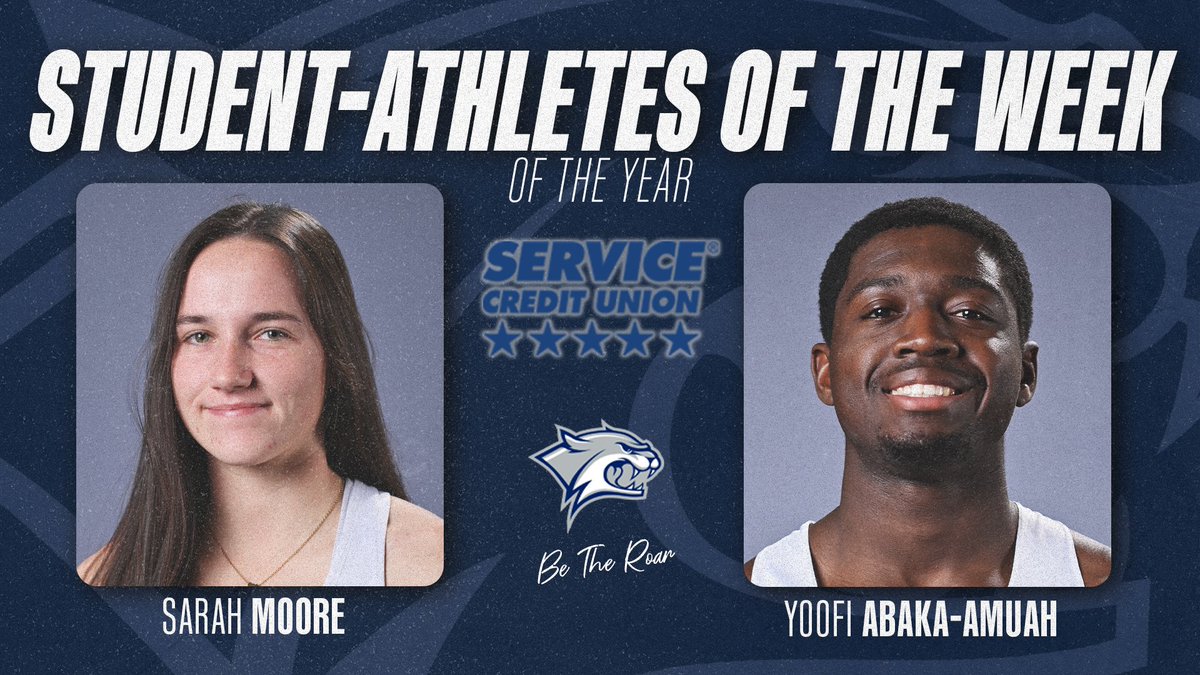 UNH Wildcats (@unhwildcats) on Twitter photo Congrats to <a href="/UNHTrackField/">UNH XC/Track & Field</a> Yoofi Abaka-Amuah and Sarah Moore for being named the <a href="/Servicecu/">Service Credit Union</a> Student-Athletes of the Week of the Year in the 2024-25 academic year.
Press release ➡️ unh.short.gy/uzHxiS
#BeTheRoar Congrats to <a href="/UNHTrackField/">UNH XC/Track & Field</a> Yoofi Abaka-Amuah and Sarah Moore for being named the <a href="/Servicecu/">Service Credit Union</a> Student-Athletes of the Week of the Year in the 2024-25 academic year.
Press release ➡️ unh.short.gy/uzHxiS
#BeTheRoar