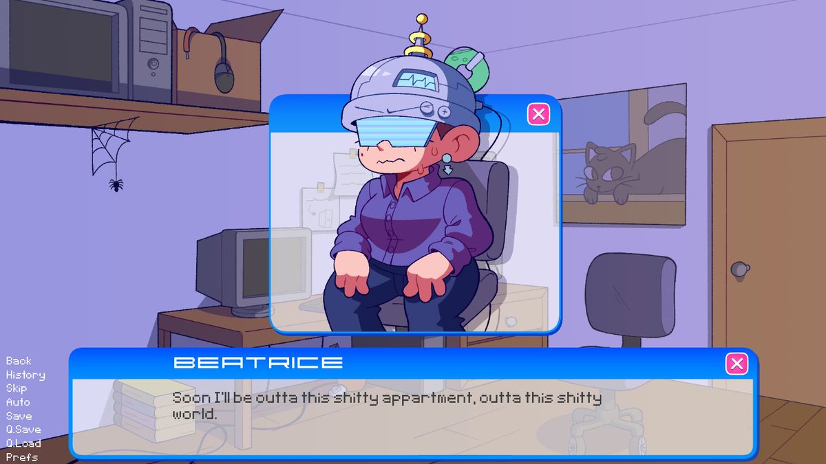 St4rs4uce's tweet image. My Y2K inspired, mystery visual novel "Cyberspace Conspiracy" is out now! Investigate a case within the internet world "NEBULA" and make new friends along the way! 💫🖥️⌨️💙 #renpy #y2k
Play it now on itchio: starsauce.itch.io/cyberspace-con…