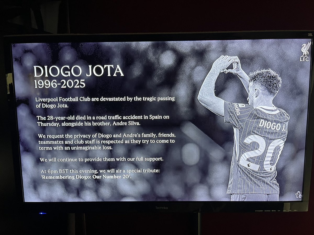 Okay so after debating with myself, I’m watching the jota tribute at 6pm the fact I’ve not looked at LFCtv all week, I’ve just put it on, and the screen is just this is already heart breaking. 😭🥺