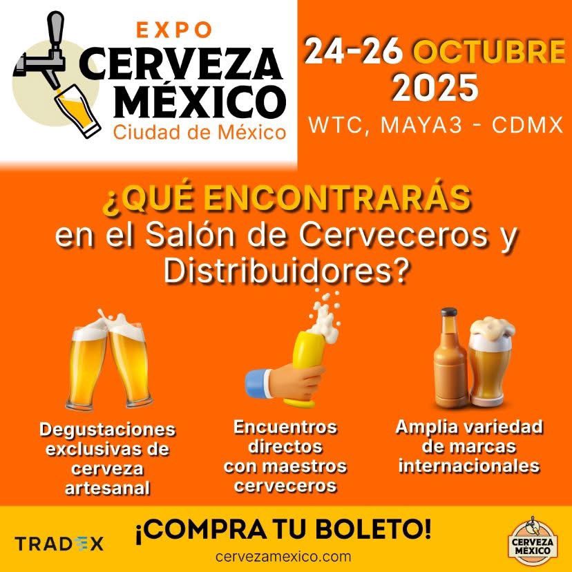 ¡Estamos trabajando muy fuerte para darles una gran edición de Expo Cerveza México con el Salón de Proveedores e Insumos y Salón Cerveceros y Distribuidores!

Vive la experiencia de Expo Cerveza México del 24-26 de octubre en el Pepsi Center CDMX.