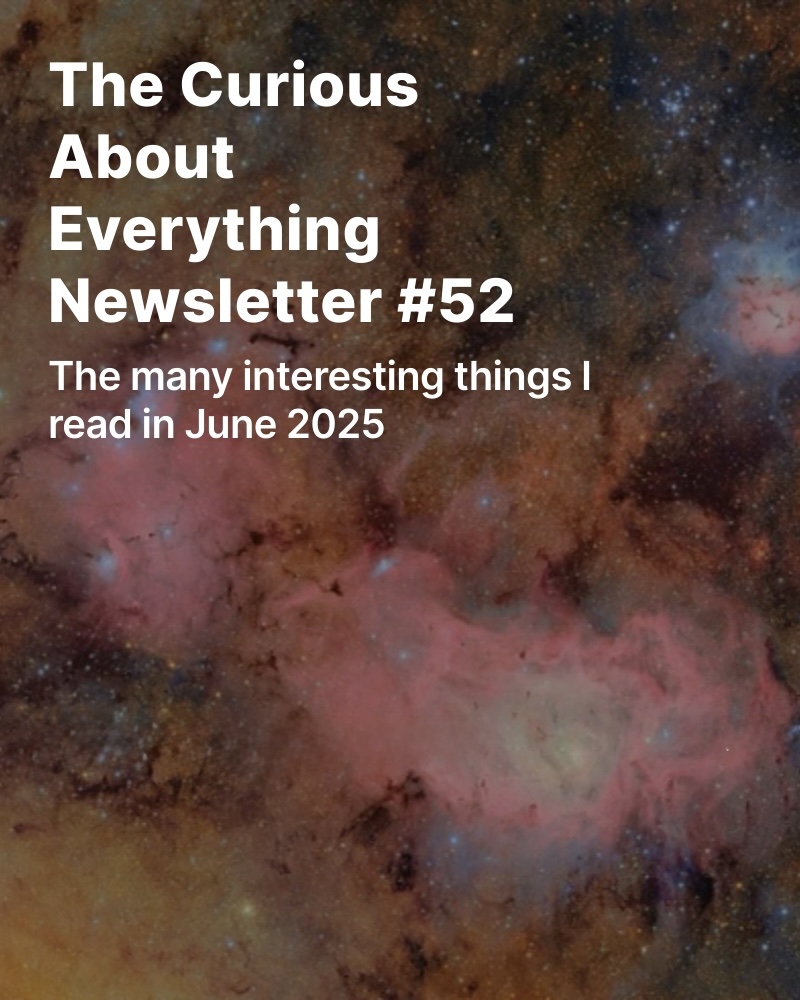 Jodi Ettenberg (@legalnomads) on Twitter photo CAE 52 is out, with the best things I read in June including:
<a href="/henrywismayer/">Henry Wismayer</a> on fury of solar storms
<a href="/jeffmaysh/">Jeff Maysh</a> on how a fake astronaut fooled the world
@milehighrobert on microdosing for mental health
<a href="/VrindaJagota/">Vrinda Jagota</a> on tiramisu torture
and much more: jodiettenberg.substack.com/p/fifty-two CAE 52 is out, with the best things I read in June including:
<a href="/henrywismayer/">Henry Wismayer</a> on fury of solar storms
<a href="/jeffmaysh/">Jeff Maysh</a> on how a fake astronaut fooled the world
@milehighrobert on microdosing for mental health
<a href="/VrindaJagota/">Vrinda Jagota</a> on tiramisu torture
and much more: jodiettenberg.substack.com/p/fifty-two