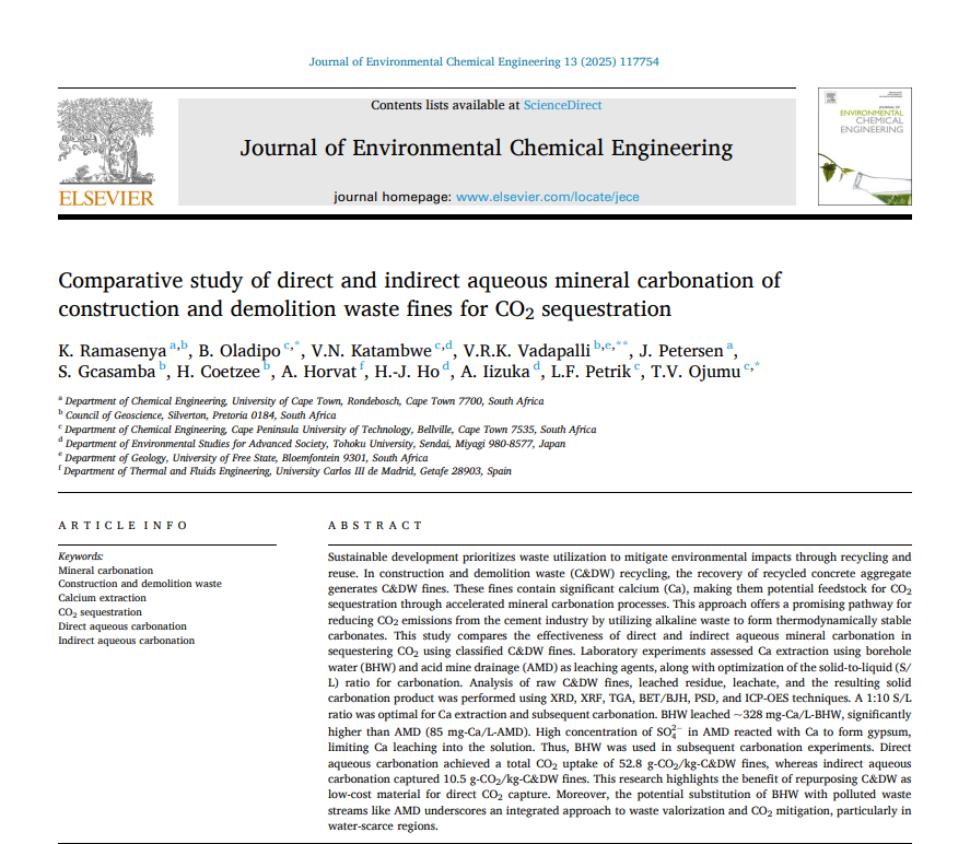 tunde_dipo's tweet image. 🚀 Excited to Share Our Latest Research Contributions!  📷 Thanks to our co-authors and collaborators for their valuable contributions. 

#MineralCarbonation #CO2Sequestration #ConstructionWaste #SustainableDevelopment #ChemicalEngineering #Research