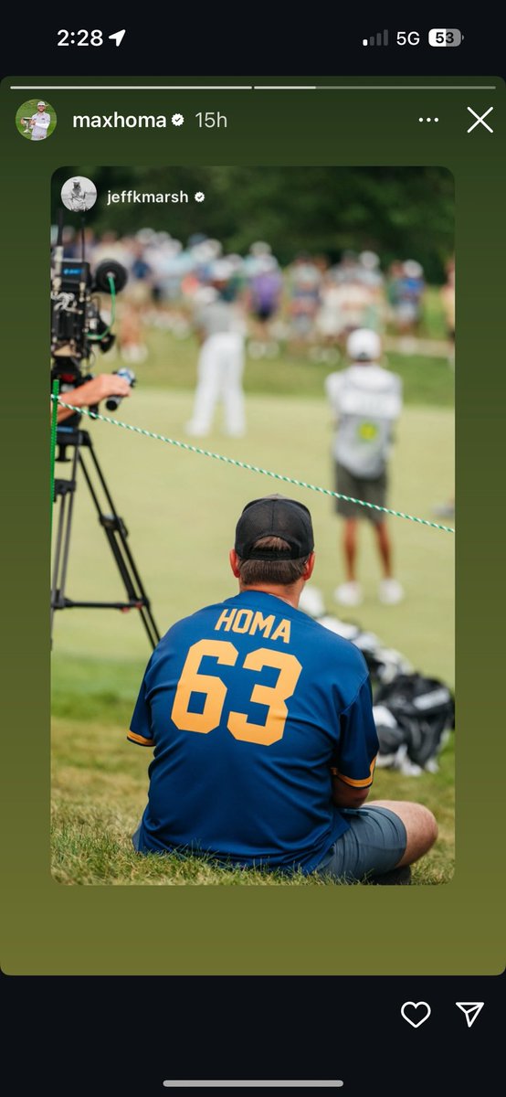 Max Homa loving the jersey, reposting a fan wearing it on his IG story🔥