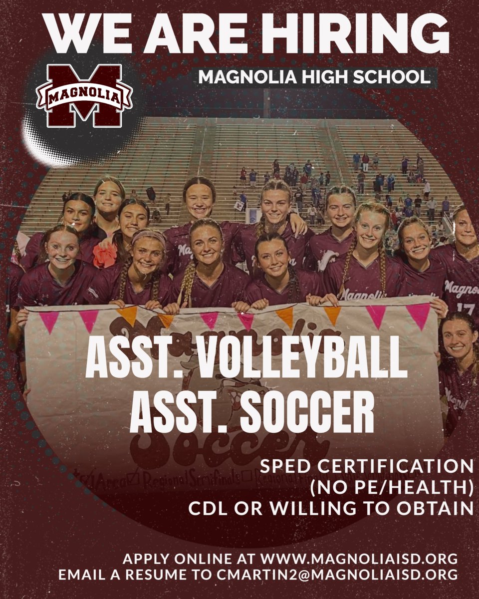 CoachMartin_18's tweet photo. Come join a great school and a great School District!  @MagnoliaHighTX @MagISDAthletics @MagnoliaISD https://t.co/nKRbWQT20q