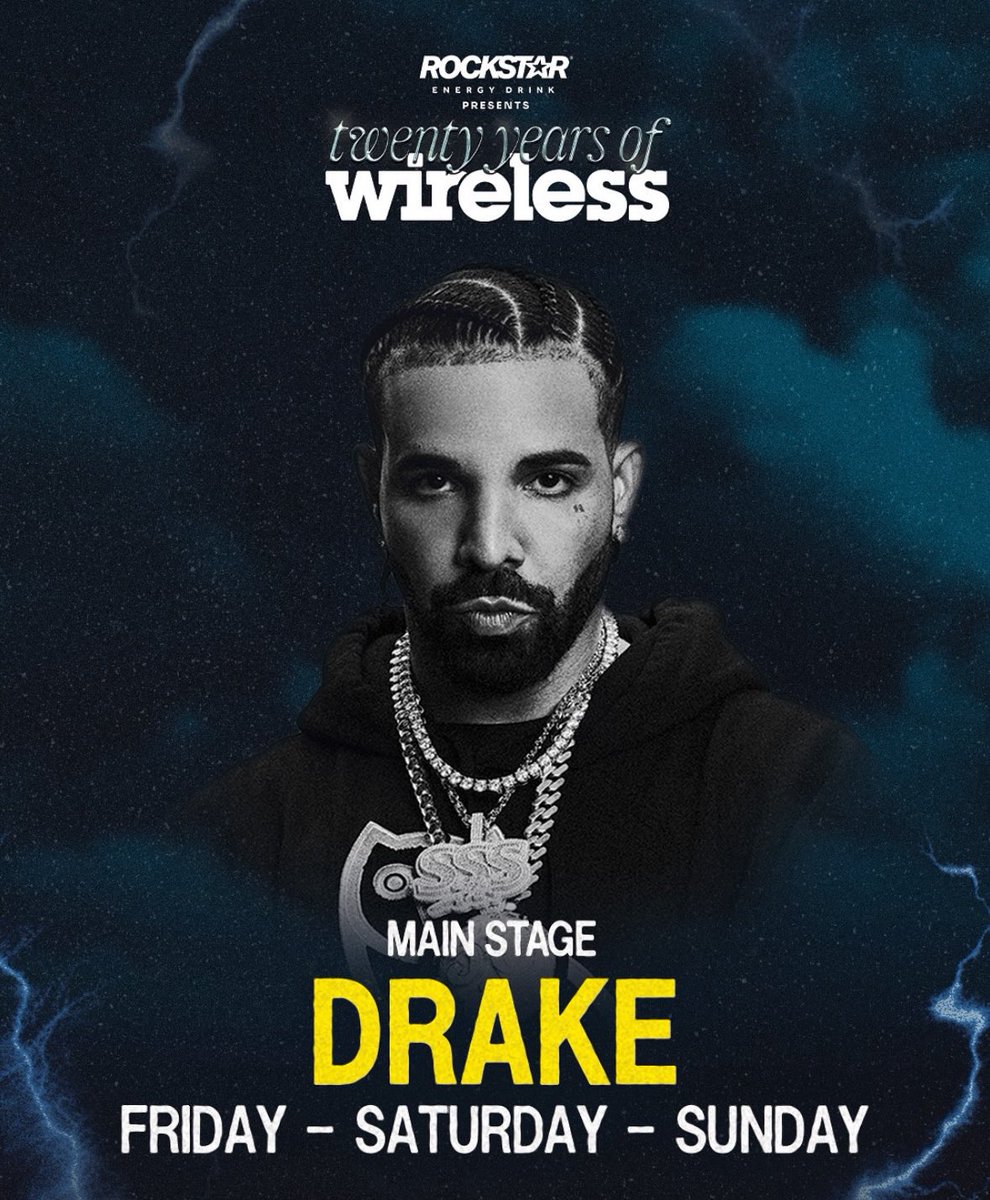 WIRELESS FESTIVAL 2025 🎟️

FULL LINEUP 

FRIDAY, JULY 11TH: 

- DRAKE
- PARTYNEXTDOOR
- SUMMER WALKER
- LEON THOMAS
- KWN
- ODEAL
- DJ AG
- ROY WOODS
- SAILORR
- TBA
- NIPPA
- KAMILLA ROSE

SATURDAY, JULY 12TH:

- DRAKE
- BOY BETTER KNOW
- TBA
- BIGXTHAPLUG
- LANCEY FOUX
- NEMZZZ
