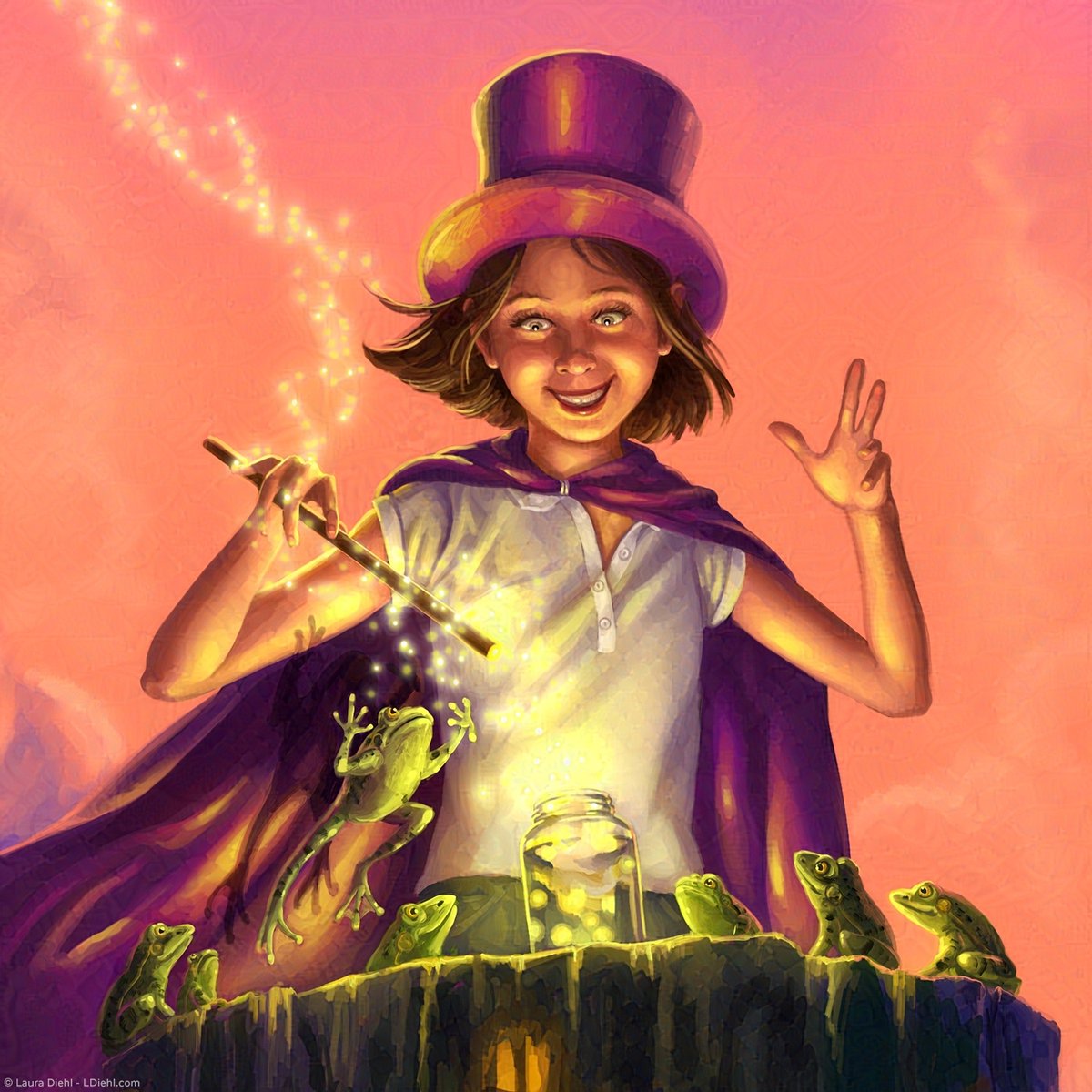 LauraDiehl's tweet photo. "To a child's eye a lightning-bug outshines the brightest fixed star." —O. P. Fitzgerald

#firefly #lightningbug #summer #magic #kidlit #kidlitart #noai #magician https://t.co/2oJeSBoYeU