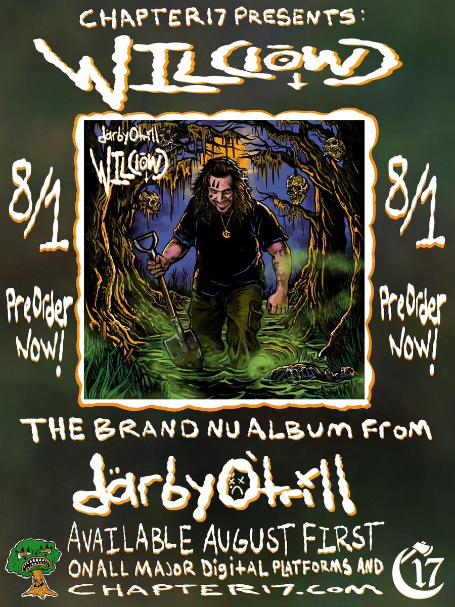 DOWN THE CREEK,
PAST THE GARDEN,
INTO THE MARSH WHERE THE LOST SOULS GATHER,
YOU WILL FIND
WIL(low)

PRE ORDERS FOR MY NU ALBUM ARE AVAILABLE NOW AT:

hyperfollow.com/darbyotrill