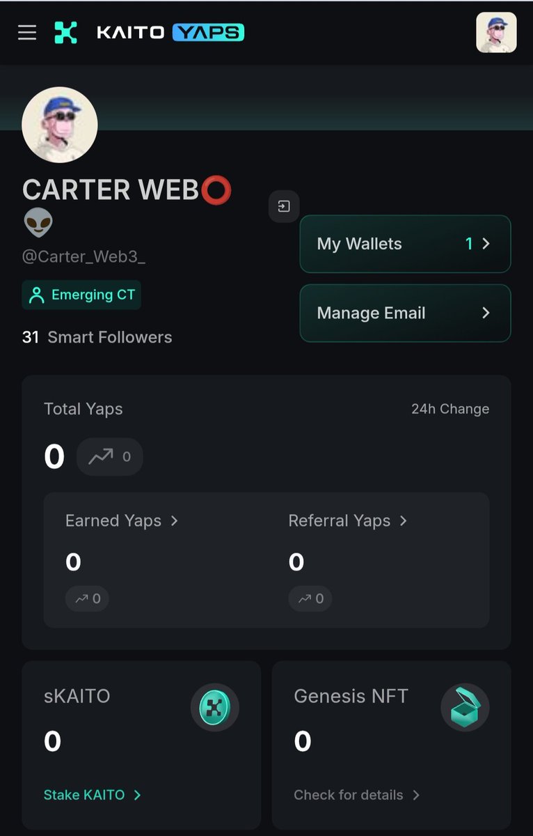 CARTER WEBโญ๐ฝ (@carter_web3_) on Twitter photo I just started my journey with <a href="/KaitoAI/">Kaito AI ๐</a> 31 smart followers deep, but never too late to build something real
Also plugged in with <a href="/Yarm_AI/">Yarm</a> on this new path. New journey, new alpha. Letโs see how far we go ๐
Got any suggestions for me? Drop them below๐
Letโs grow together๐ค I just started my journey with <a href="/KaitoAI/">Kaito AI ๐</a> 31 smart followers deep, but never too late to build something real
Also plugged in with <a href="/Yarm_AI/">Yarm</a> on this new path. New journey, new alpha. Letโs see how far we go ๐
Got any suggestions for me? Drop them below๐
Letโs grow together๐ค