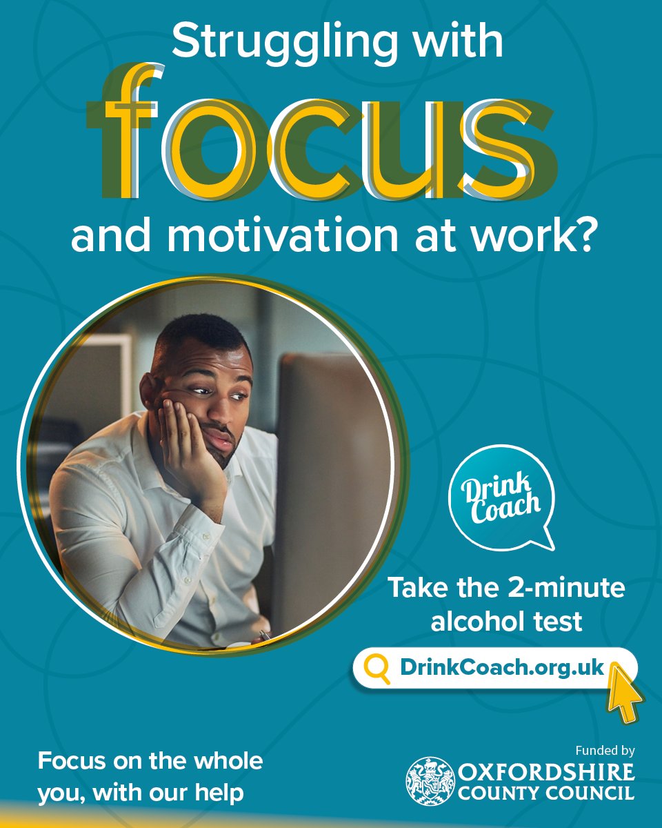 HealthyOxon (@healthyoxon) on Twitter photo A couple of drinks on a school night might seem harmless…
But if you’re finding it harder to focus, stay motivated, or feel sharp at work it could be due to #Alcohol.
Check in on your drinking in just 2-mins. Take the <a href="/DrinkCoach/">DrinkCoach</a> alcohol test.
drinkcoach.org.uk/oxfordshire-al… A couple of drinks on a school night might seem harmless…
But if you’re finding it harder to focus, stay motivated, or feel sharp at work it could be due to #Alcohol.
Check in on your drinking in just 2-mins. Take the <a href="/DrinkCoach/">DrinkCoach</a> alcohol test.
drinkcoach.org.uk/oxfordshire-al…