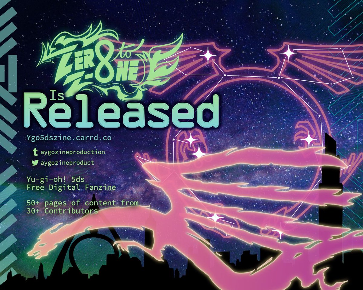 ZERO to Z-ONE YGO 5D's zine! - RESULTS 01/22 (@aygozineproduct) on Twitter photo Let's rev it up! ๐๐ธ๐
๐ ๐ก๐ ๐-๐๐๐ธ is FREE to download!
In celebration of our Shooting Star, with 50+ pages of art and fics from 30+ contributors, this is a love letter to the series that touched our hearts all these years.
๐๏ธ ๐๏ธ ๐๏ธ aygozineproduction.itch.io/ygo5dszine ๐๏ธ ๐๏ธ ๐๏ธ Let's rev it up! ๐๐ธ๐
๐ ๐ก๐ ๐-๐๐๐ธ is FREE to download!
In celebration of our Shooting Star, with 50+ pages of art and fics from 30+ contributors, this is a love letter to the series that touched our hearts all these years.
๐๏ธ ๐๏ธ ๐๏ธ aygozineproduction.itch.io/ygo5dszine ๐๏ธ ๐๏ธ ๐๏ธ