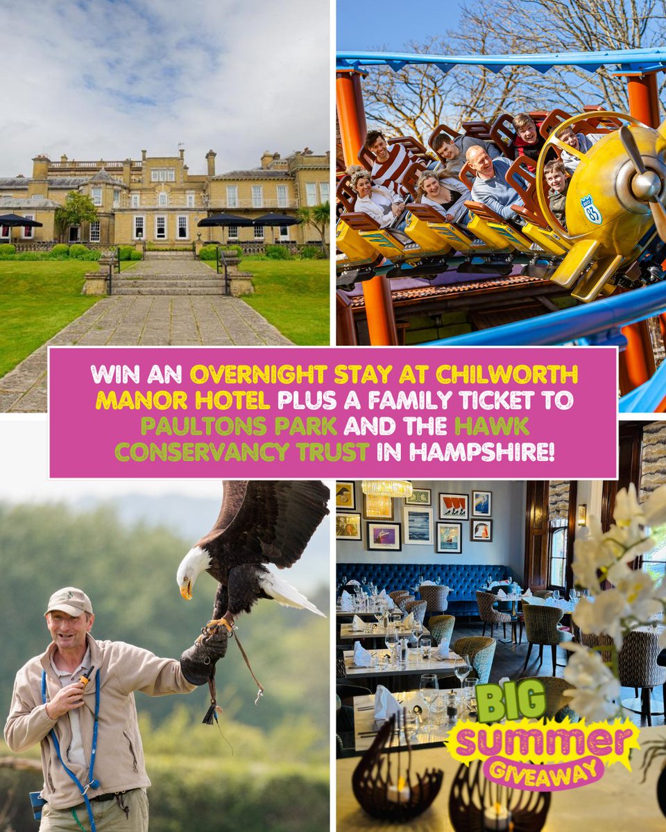 WIN THE ULTIMATE FAMILY GETAWAY PACKAGE! 🦅

We're giving one lucky family the chance to win an overnight stay at Chilworth Manor Hotel AND a family ticket to Paultons Park and the Hawk Conservancy Trust! 

TO ENTER CLICK HERE: mailchi.mp/2e2c93a4feb2/6…