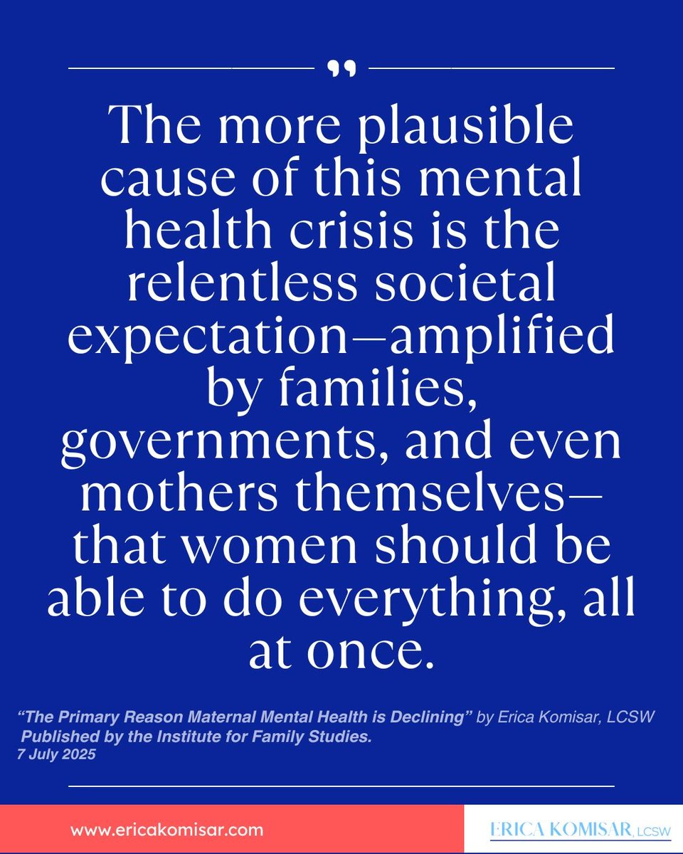 Erica Komisar, LCSW (@ericakomisarcsw) on Twitter photo Maternal mental health is declining. The causes of this go beyond economics, babies, or biology. It’s also about relationships, support, and the changing structure of family life.
My latest for <a href="/FamStudies/">The Institute for Family Studies</a>: ifstudies.org/blog/the-prima… Maternal mental health is declining. The causes of this go beyond economics, babies, or biology. It’s also about relationships, support, and the changing structure of family life.
My latest for <a href="/FamStudies/">The Institute for Family Studies</a>: ifstudies.org/blog/the-prima…